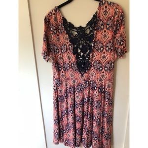 F21 Crochet Back Skater Dress